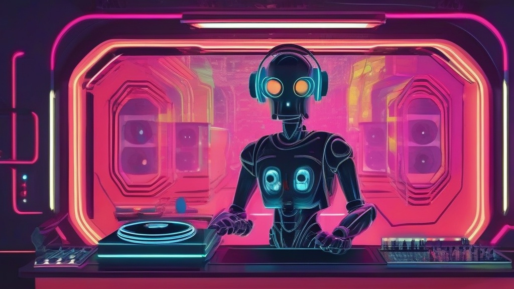AI机器人DJ在复古未来风格的广播电台中运营